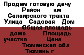 Продам готовую дачу ! › Район ­ 21 км Салаирского тракта › Улица ­ Садовая › Дом ­ 26 › Общая площадь дома ­ 20 › Площадь участка ­ 600 › Цена ­ 1 000 000 - Тюменская обл., Тюмень г. Недвижимость » Дома, коттеджи, дачи продажа   